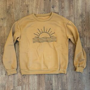 NEW Brown Tan Sunshine SHEIN Crewneck Sweatshirt Top Women’s Size Large L